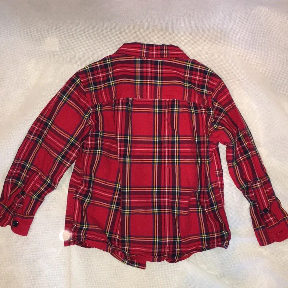 The Children’s Place Toddler Boy Holiday Red Plaid Button Down Shirt | Size 2T